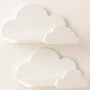 BugyBagy Cloud Wall Shelf Decorative Wooden Floating Shelf for Nursery, Kids Room Multiple Colors & Light Options (White Cloud Shelf Set of 2 No Light)