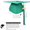 2 x Newrara Graduation Unisex Matte Adult Graduation Cap with Tassel (Green)