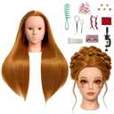 Makeup Mannequin Head with 26" Long Hair for Lashes, Hair Styling & Cutting, Cosmetology Practice Hair Training Doll Head
