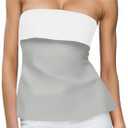 Imily Bela Womens Strapless Tube Tops 2025 Trendy Sexy Backless Going Out Bandeau Top Side Split Summer Color Block Outfits, S