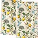 Flour Sack Kitchen Towels Set of 2-18x26 Cotton Dish Towels with Hanging Loop Reusable Tea Towel for Cleaning Spring Absorbent Dishcloths Cute Home Decor Housewarming, Lemon Birds