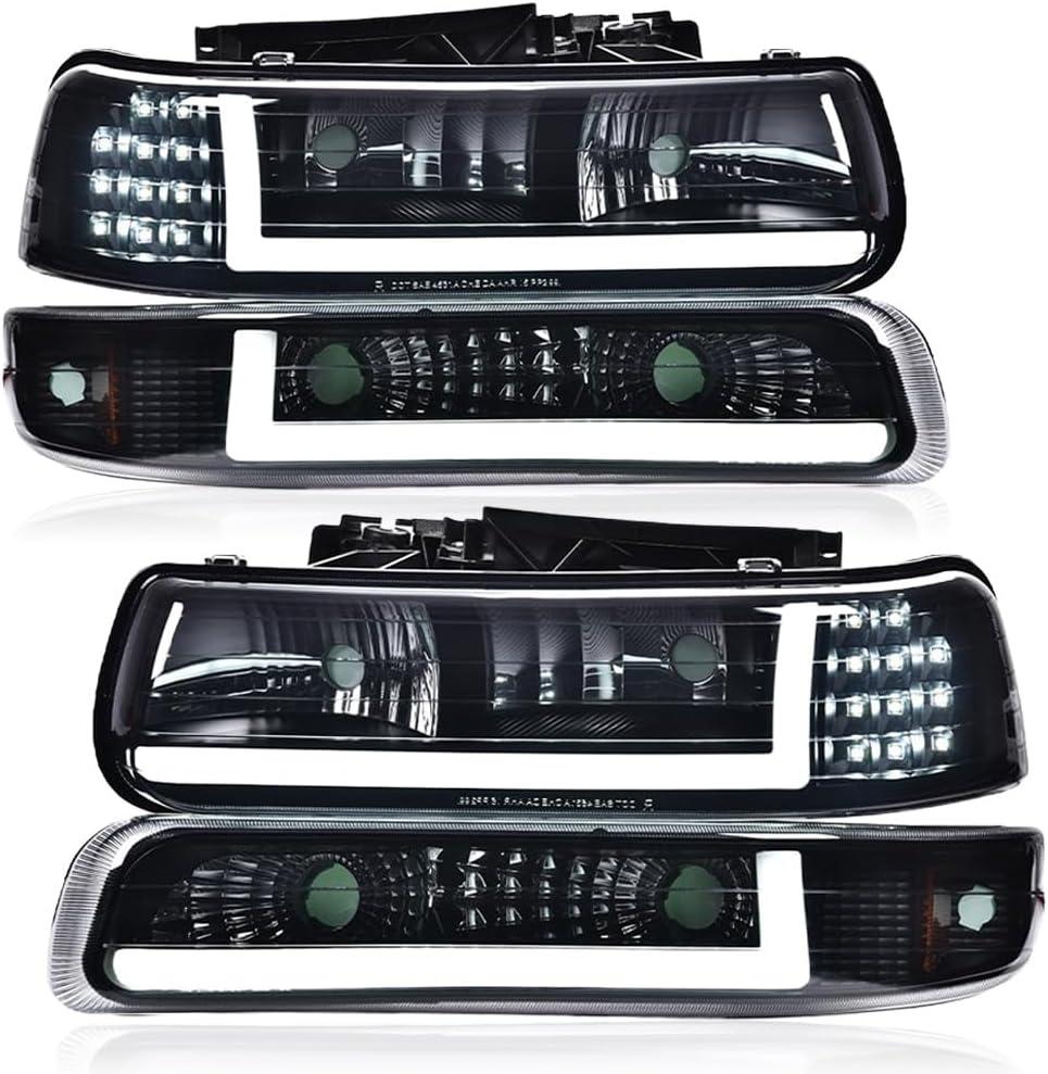PIT66 LED DRL Headlights Assembly Fit Chevy Silverado 1999-2002