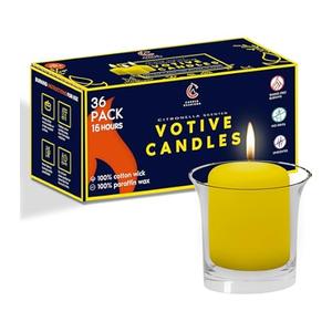 Candle Charisma Citronella Scented Votive Candles - 15 Hour Burn time - Set of 36 for Dinner, Wedding, Halloween and Holiday Decorations