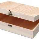 Unfinished Wooden Box with Hinged Lid for Crafts DIY Storage Jewelry Pine Box - 12" x 9" x 3.35"