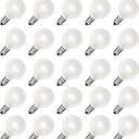 G40 Led Frosted White Replacement Light Bulbs, E12 Led Candelabra Globe Light Bulbs, 1.5 Inch Frosted String Lights Bulbs for Indoor Outdoor, 0.6 Watt E12/C7 Base Chandelier Light Bulbs-25 Pack
