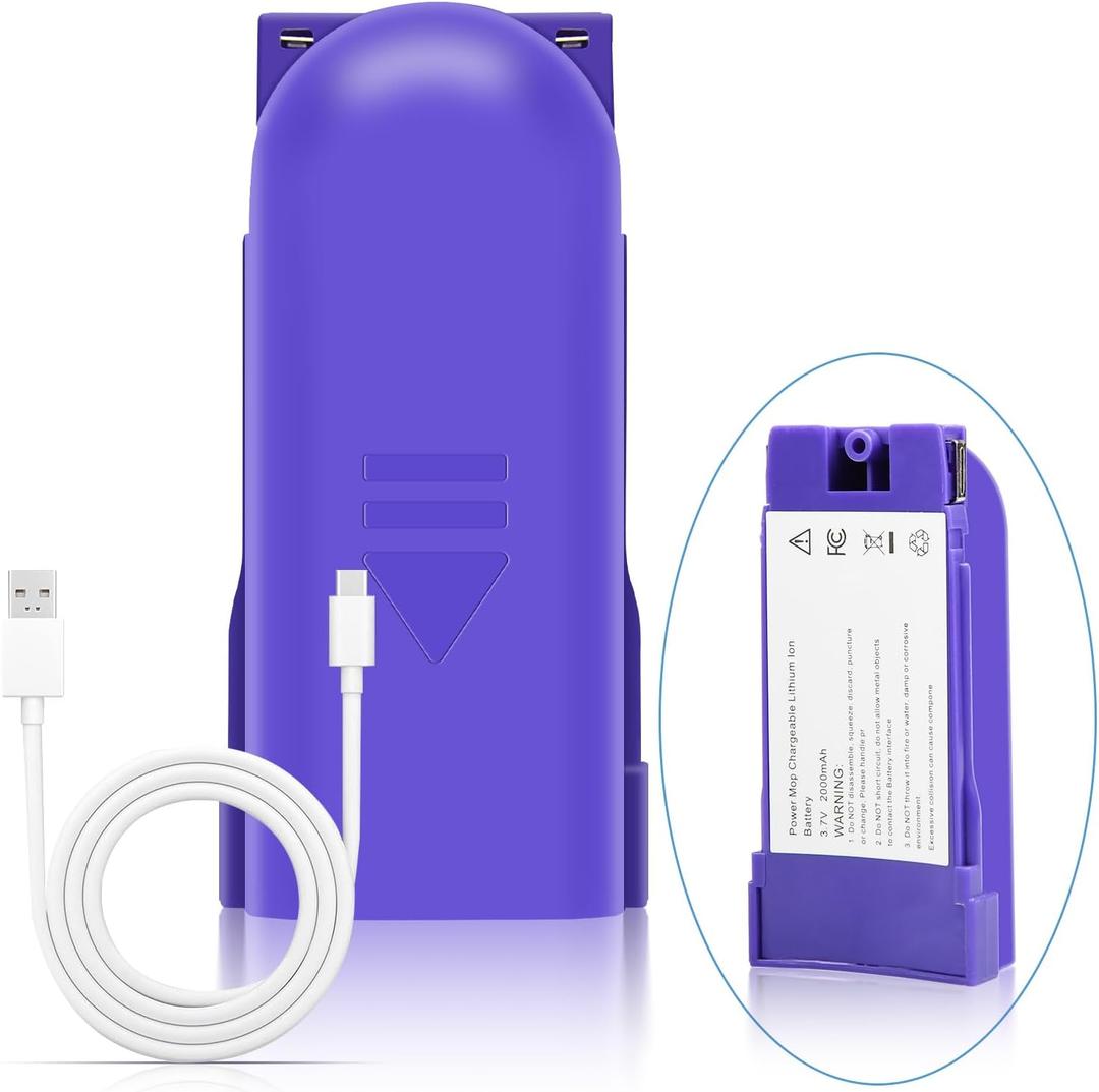 Bisenkud 1 Pack Rechargeable Battery Pack Replacement for Swiffer® Power Mop™, 2000mAh Lithium Ion Battery Holder with Charging Port （500 Cycles, 3 Years）
