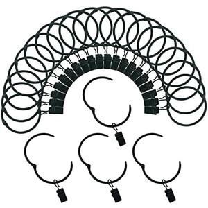Curtain Rings with Clips 1 Inch Interior Diameter Openable 24 Pack Rustproof Metal Hangers Ring Decorative Drapery Vintage Black