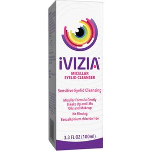 iVIZIA Micellar Eyelid Cleanser for Sensitive Eyelid Cleansing, BAK-Preservative-Free, Rinse-Free, Gently Removes Makeup, 3.3fl oz Bottle Packaging May Vary