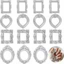 16Pcs Mini Picture Frames, Antique Tiny Silver Frames for Jewelry Display, Vintage Mini Museum Frames for DIY Photo Crafts Wedding Party Decor