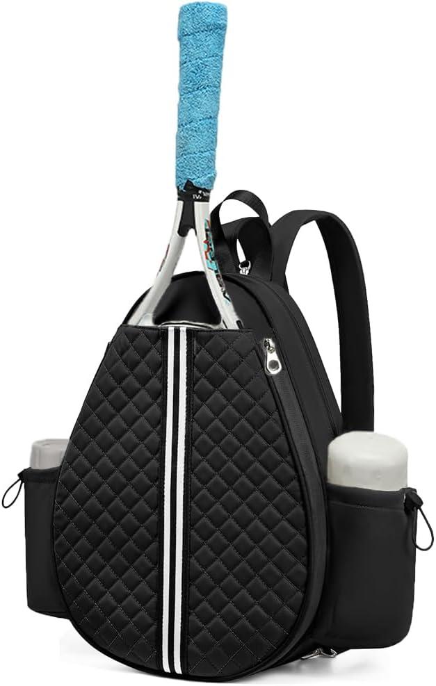 Quilted Tennis Racket Bag for Women Waterproof Tennis Racket Backpack Suitable for Pickleball Tennis Badminton Outdoor Sports (Black) Quilted Tennis Racket Bag for Women Waterproof Tennis Racket Backpack Suitable for Pickleball Tennis Badminton Outdoor Sports (Black)