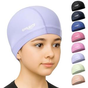 COOLMATE Fabric Swim Cap for Women, Men & Kids, Lightweight, 1 Pack Set of 2