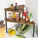 Weenson Kitchen Countertop Organizer Spice Rack for Salt, Bathroom Counter Organizer Over Sink for Toiletries, Makeup, 2-Tier Corner Counter Shelf for Coffee Area Storage Dresser Table(Rust Brown)