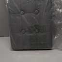 Queen Size Upholstered Platform Bed Frame with Modern Button Tufted Linen Fabric Headboard, No Box Spring Needed, Wood Slat Support, Easy Assembly, Drak Grey