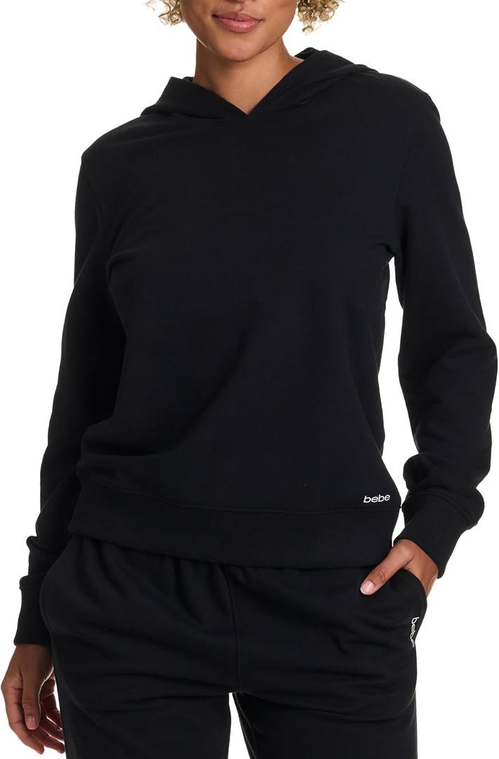 bebe French Terry Hoodies for Women, Pullover Sweatshirts for Women, Comfy and Cute Sweatshirt, Regular and Plus Size (Large)