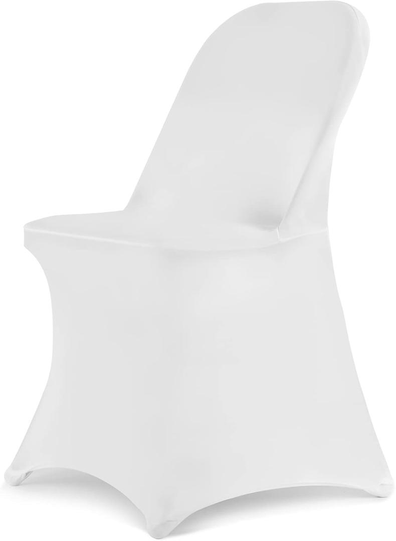 HAINARverS Folding Chair Covers, 100PCS Upgrade Universal Fitted Stretch Spandex Chair Cover Protector for Wedding,Party,Banquet, Celebration (White, 100 PCS)
