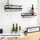 Mkono Wall Mounted Wine Rack Set of 2 Wood Rustic Wine Bottle Glass Floating Shelves with Stemware Hanger Modern Plants Photos Wine Display Storage Holder for Kitchen Dining Room Bar, 17 Inch