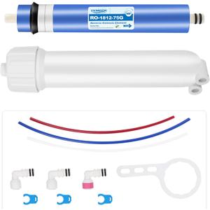 1812-75GPD Reverse Osmosis Membrane Kit with RO Membrane Housing,Wrench,1/4" Quick-Connect Fittings,Check Valve and Water Pipe Replacement for Under Sink Home Drinking RO Water Filter System