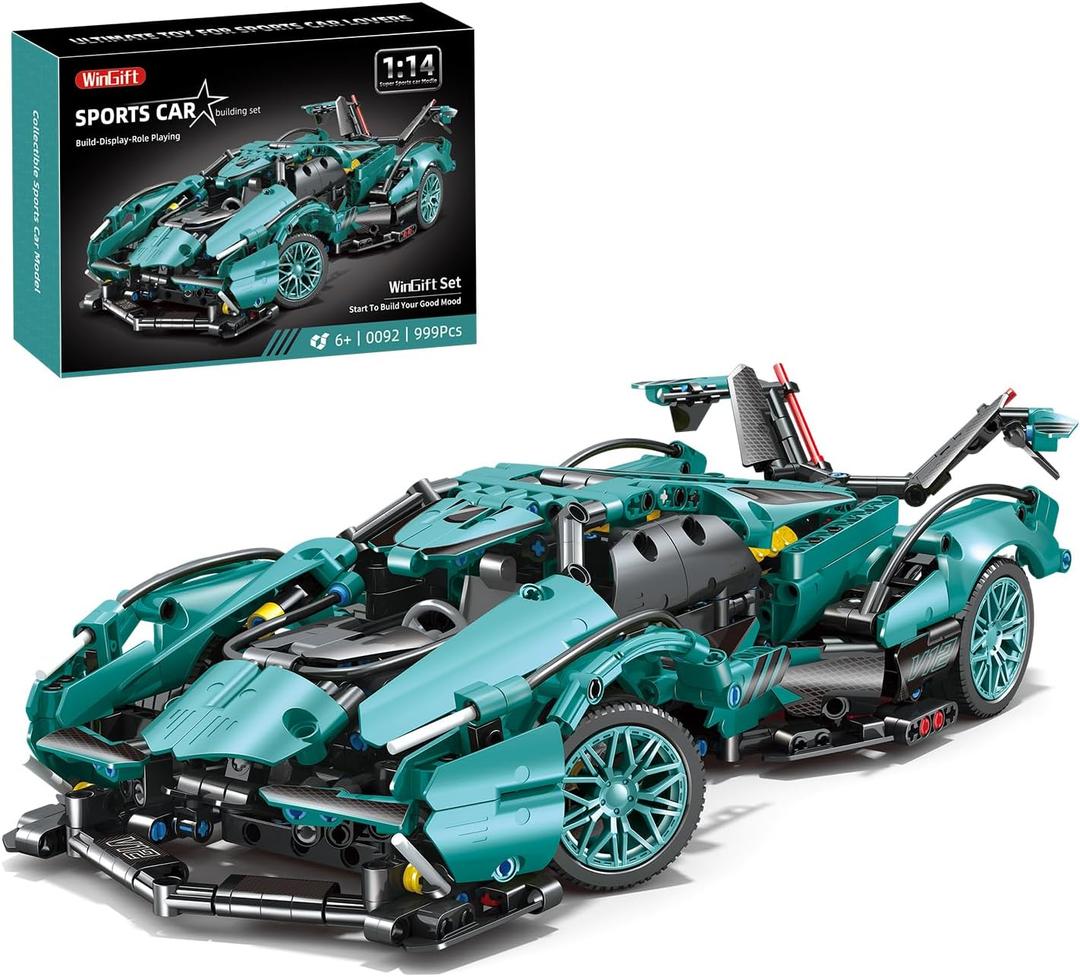 999 Piece Sports Car Building Blocks Toys Boys or Adults Kits, 1:14 Race Car Model Building Set, Adult Collectible Model Cars Set to Build, STEM Super Cars Sets for Boys Girls Age 6-12, 8-14
