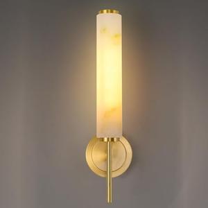 XYDikssn Modern Brass Alabaster Wall Sconces,Handmade Modern Vanity Wall Sconce,Bathroom Living Room Bedroom Wall Lamps,Bedside,Hallway,Corridor,Stairs Wall Lights（Bulb Included）（Single）