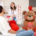 2 x Valentines Day Bear Standing Balloons, 1Pcs Giant 58Inch Bear Aluminum Foil Mylar Balloons for Valentine's Day Birthday Wedding Party Decorations