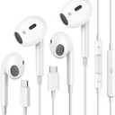 2 Pack USB C Headphones, Wired Earbuds for iPhone 17 16 15 Pro Max, 16e, 16 Plus & 15 Plus, USBC Ear Buds in-Ear Earphones with Microphone & Volume Control, Clear Stereo Sound & Noise Isolation
