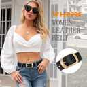 WHIPPY Women Leather Belts for Jeans Pants Fashion Dress Belt for Women with Solid Pin Buckle (Black)