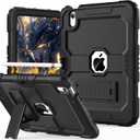 OKP Case for iPad 11 inch (A16) 2025/ iPad 10th Generation 10.9'' 2022, Heavy Duty Shockproof Rugged 11th/ 10 th Gen Protective Cover with Pencil Holder/Kickstand for Kids Women Men, Black
