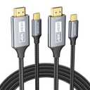 2 Pack USB-C to HDMI Cable 6Ft 4K@60Hz High-Speed USB Type C to HDMI 2.0 Braided Cord (Thunderbolt 3/4 Compatible) for iPhone 15 Series, MacBook Pro/Air, iPad Pro, Galaxy S8 to S23