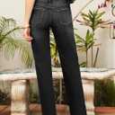 SHEWIN Straight Leg Jeans for Women Trendy High Rise Tapered Flare Jeans Stretchy Wide Leg Ankle Denim Pants with Pockets (4, Black)