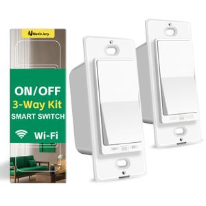 3 Way Smart Switch by Martin Jerry | Smart Life App, 2.4G WiFi, no hub, 1 Master and 1 add-on Smart Light Switch kit for 3-Way Circuit