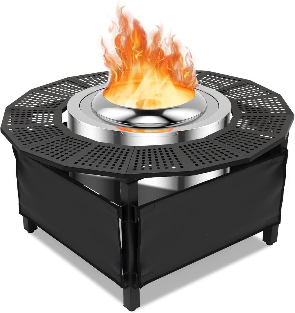 Camping Furnitur 37 Inch Fire Pit Surround Tabletop for Solo Stove Bonfire Ranger 2.0, Circular Safety Protection, Equipped with a Safety Support Frame to Prevent Direct Contact with the Ground