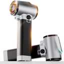 Oley Turbo Dryer Blower for Car,220MPH/3.1LB Thrust Car Dryer Air Blower-750W Brushless Motor,Infinitely Variable Speed,COB Lights&Silicone Grip|Lightweight Leaf Blower - for Car,Patio (Black White)