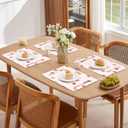 LilyCat Faux Leather Placemats Set of 6, Waterproof Oil-Proof Dining Table Mats for Kitchen, Indoor & Outdoor Heat Resistant Wipeable PU Place Mats, 18 12, Cherries and Bears