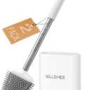 Sellemer Toilet Brush and Holder Set for Bathroom, Flexible Toilet Bowl Brush Head with Silicone Bristles, Compact Size for Storage and Organization, Ventilation Slots Base (2 Pack, White)