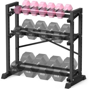 Eocnrhe Dumbbell Rack Stand Only, Weight Rack for Home Gym, 3-Tier Adjustable Dumbell Rack Heavy-Duty Weight Stand for Dumbbells Kettlebells