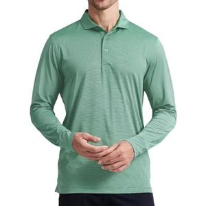 MICHEL ROUEN Golf Shirts for Men Short Sleeve Lightweight Quick Dry Pin Striped Casual Collared Polo Shirts Large