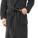 DAVID ARCHY Men's Hooded Robe Soft Coral Fleece Microfiber Bathrobe (XX-Large, Dark Gray)