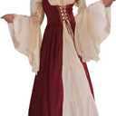 Abaowedding Womens's Medieval Renaissance Costume Cosplay Over Dress (Burgundy)