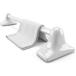 Tenedos White Glazed Ceramic Bathroom Accessory Kit - Not for Flat Surface Installation (Towel Bar)- There is an Insert That goes Inside Wall- Professional Installation Needed