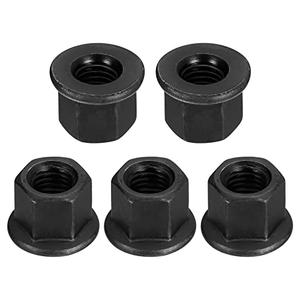 uxcell M12 Flange Hex Nuts, 5pcs Grade 12.9 Carbon Steel Black Oxide Finished Hex Flange Nuts for Machinery