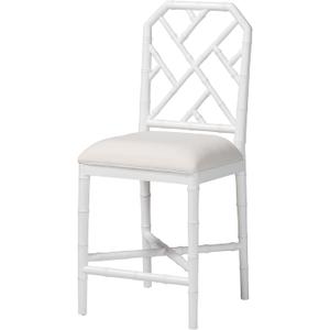 Bali & pari Sergio Wood Counter Stool, Chippendale Style White, Counter Height
