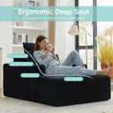 Boneless Couch Chaise Lounge Chair, 54" Oversized Cloud Sofa with Deep Seat, Plush Corduroy Reading Chair for Living Room, Bedroom, Reading Nook, Apartment, Gaming Room & Movie Nights, Black, 54" × 43" × 34"