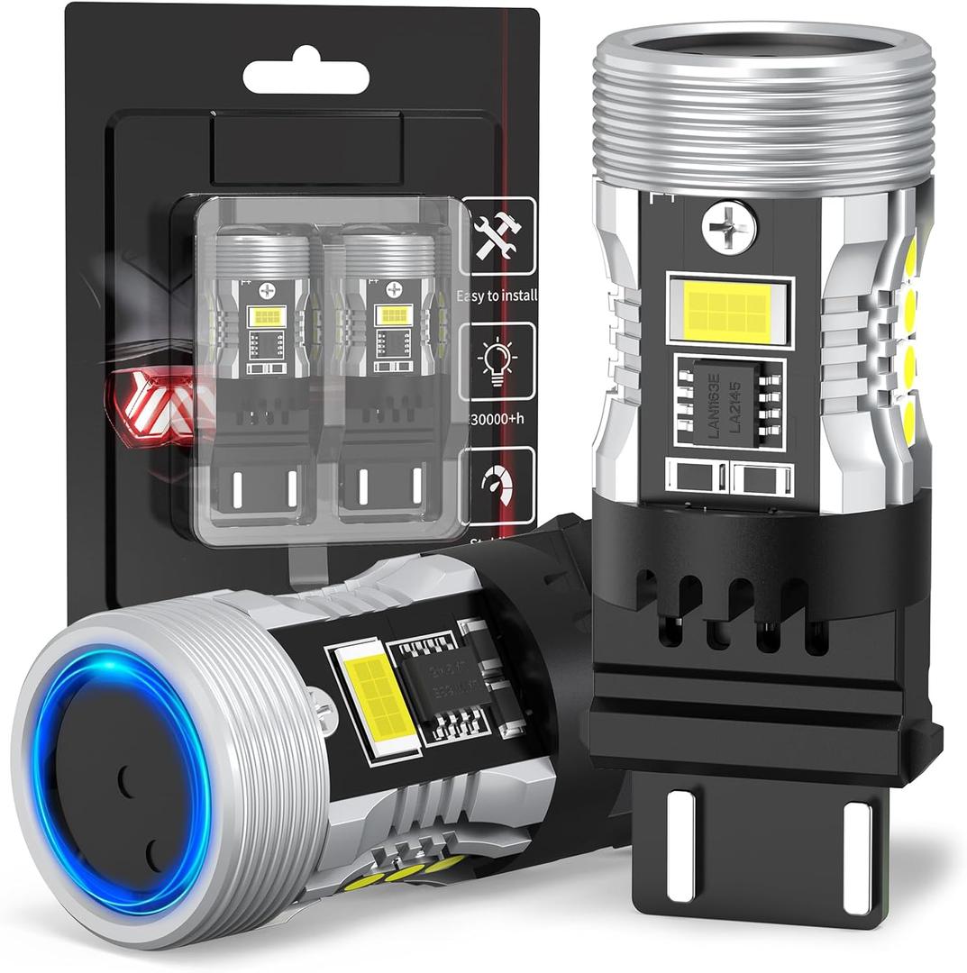 3156 3157 LED Bulb White for Reverse Light with 3570 Chips(Brighter Than 3030) CANBUS Led Bulb with Built in Resistor Error Free Anti Hyper Flash for DRL Backup Light, Not For CK Socket