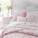 Laura Ashley - Queen Quilt Set, Soft & Reversible Cotton Floral Bedding with a Medium Weight Feel, 3 Piece Bed Set with Matching Pillowcases (Bedford Pink)