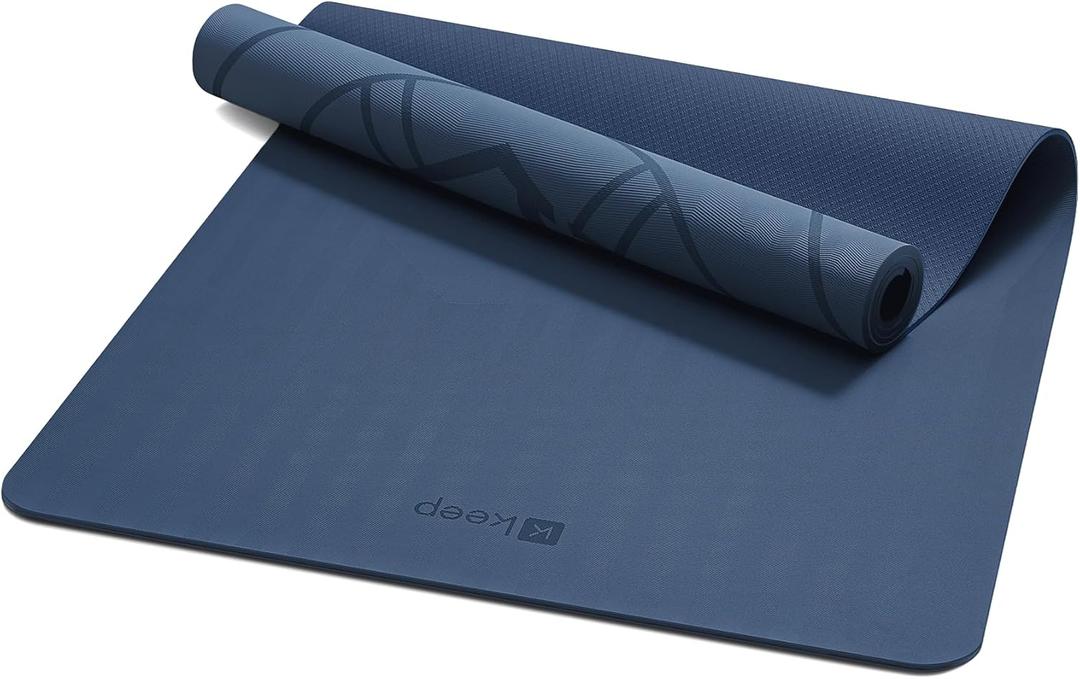 KEEP Extra Wide & Long Yoga Mat for Men, 79"x39"x7mm Thick, Non-Slip TPE Exercise Mat, High-Density Anti-Tear Fitness & Pilates Mat for Tall Users, Blue