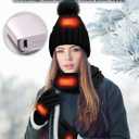 3 Pcs USB Heated Hat Scarf Gloves Set for Men Women Warm Gift No Power Supply Included (Black)