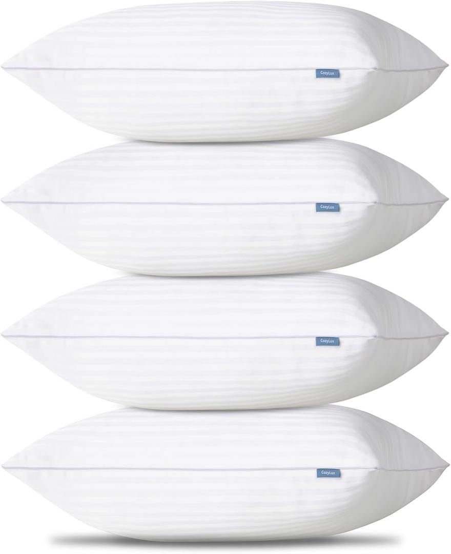 CozyLux Pillows Queen Size Set of 4, Cooling Hotel Quality Bed Pillows with Premium Soft Down Alternative Fill for Side Back and Stomach Sleepers - 4 Pack, Queen, 18x28 Inches