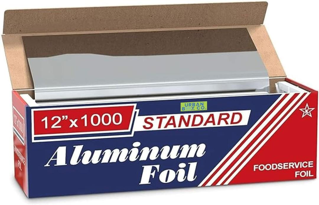 Urban Box Co.Standard Aluminum Foil Roll 12" x 1000 ft (1 Pack), Commercial Grade Silver Foil Wrap, Heat Resistant,Tear -Resistant, Extra Strong for Catering, Baking, Cooking & Food Service Use