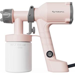 Tilswall Paint Sprayer,Upgraded Ultra-Light Electric Paint Spray Gun with 2 Nozzles & 3 Patterns Easy to Clean for Fences, Sheds, Walls, Ceilings, Furniture, Cabinets, Garden & DIY, Pink