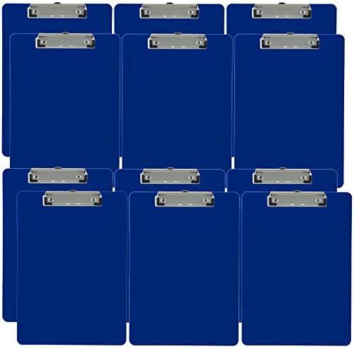 Trade Quest Plastic Clipboard Opaque Color Letter Size Low Profile Clip (Pack of 12) (Blue)